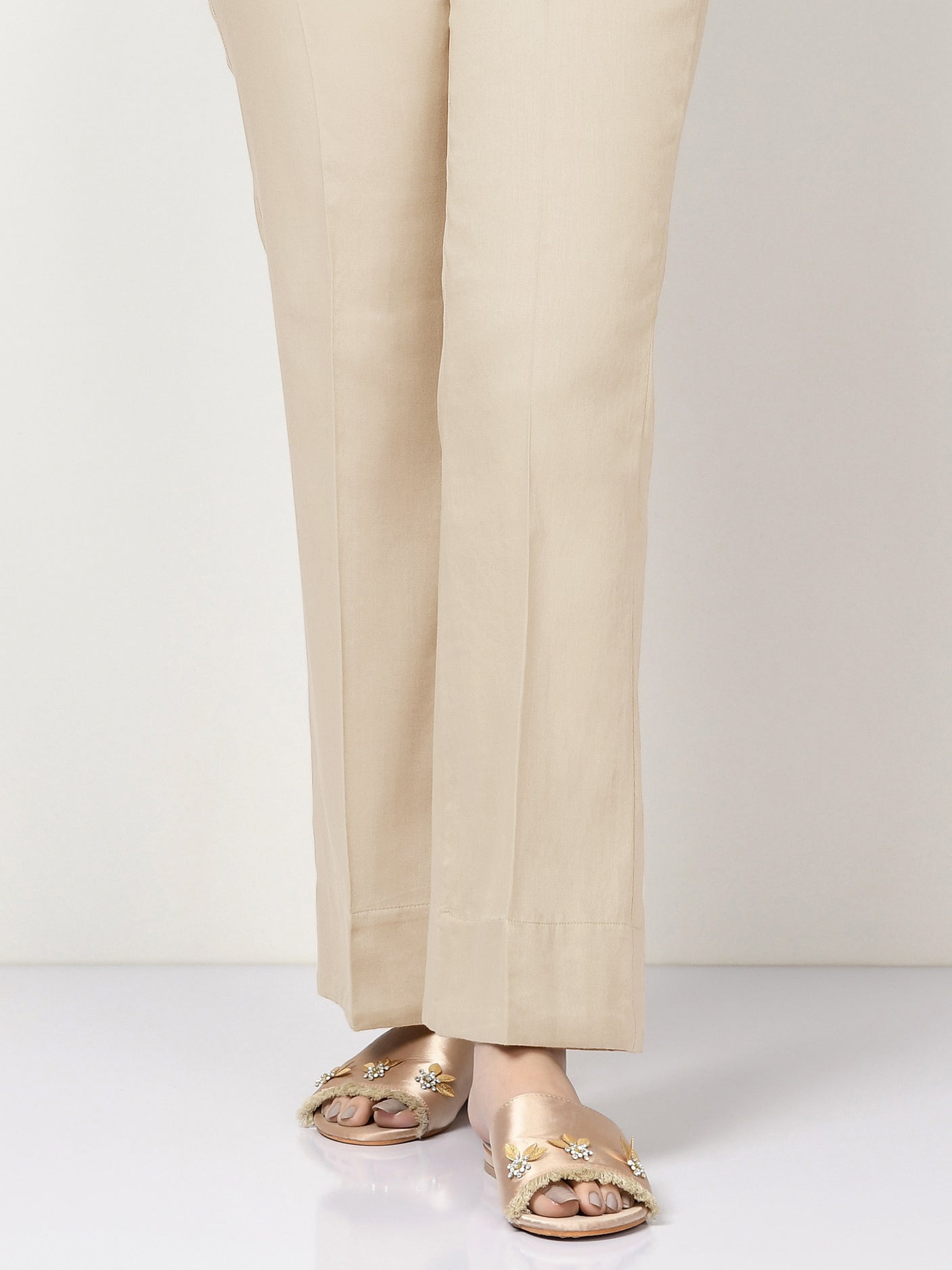 Unstitched Cambric Trouser - Light Beige