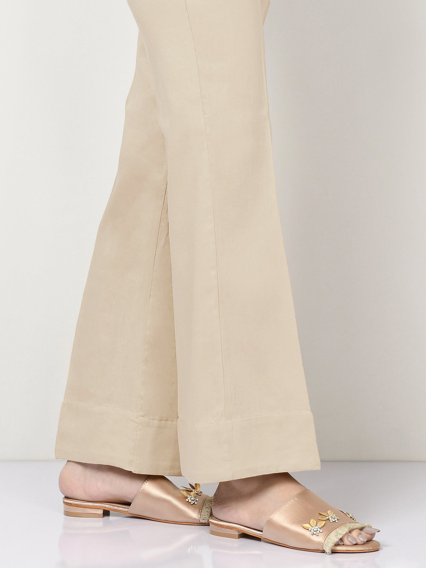 Unstitched Cambric Trouser - Light Beige