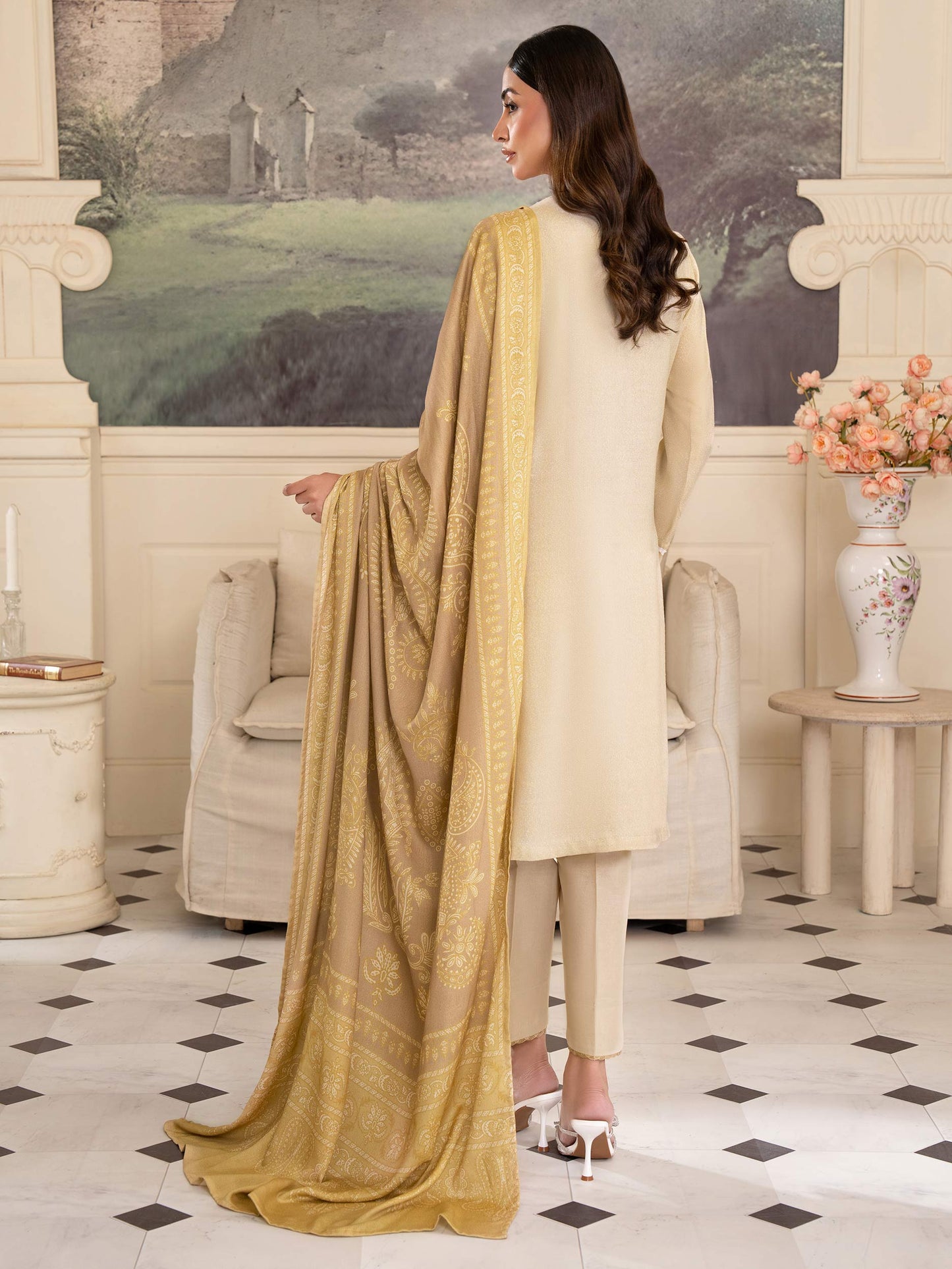 3 Piece Karandi Suit-Embroidered (Unstitched)