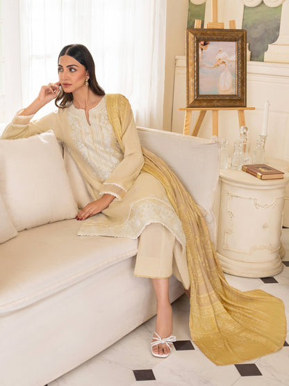 3 Piece Karandi Suit-Embroidered (Unstitched)