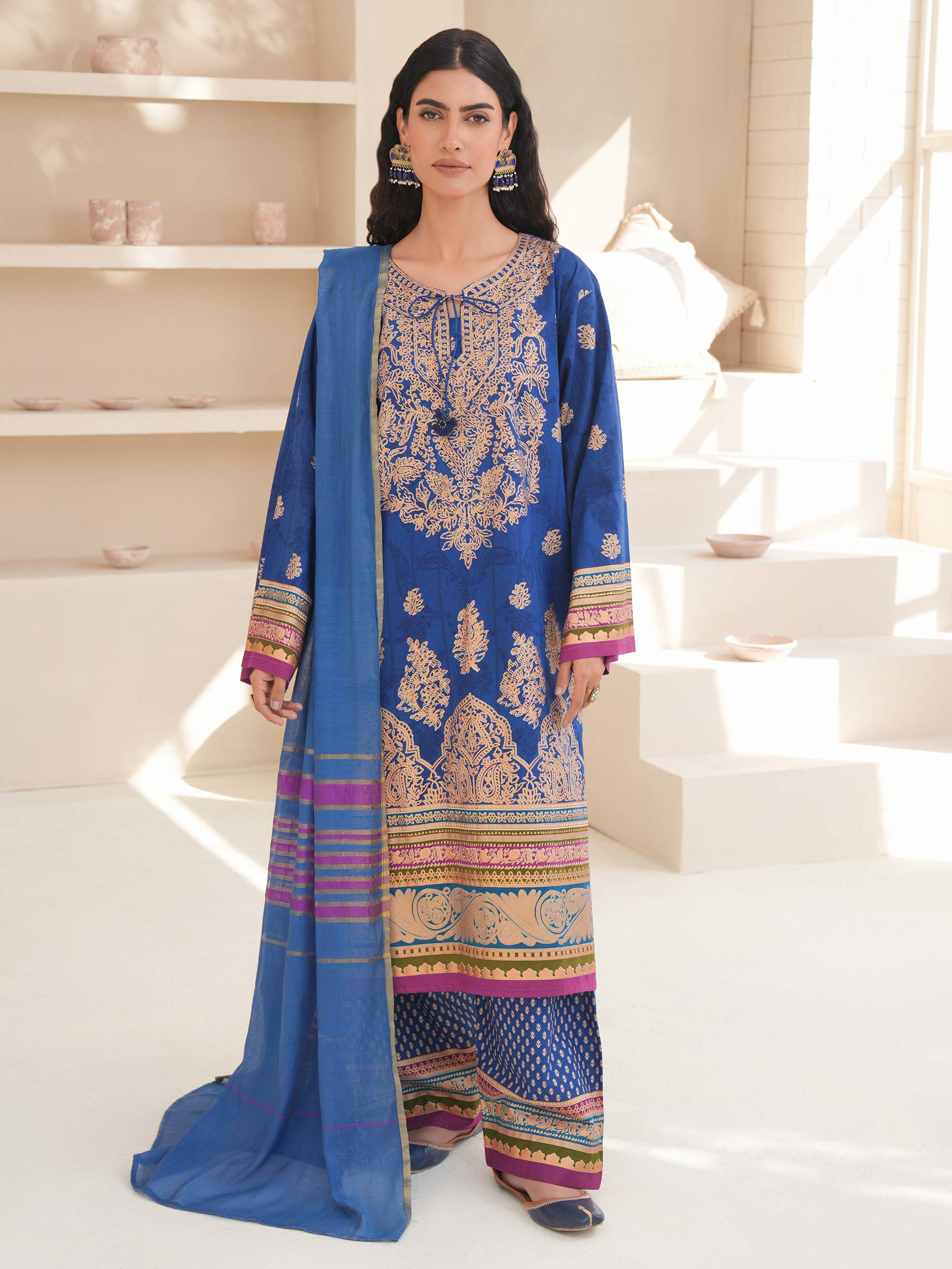 3-Pc Lawn Suit Paste Print