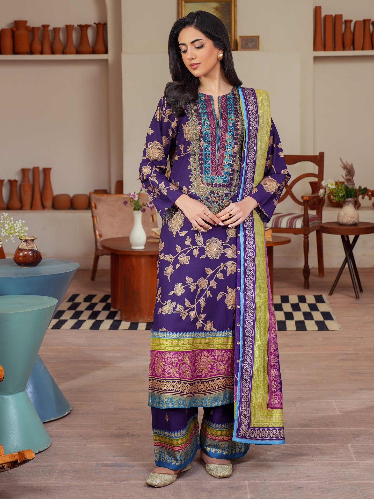 3 Piece Lawn Suit Embroidered (Unstitched)