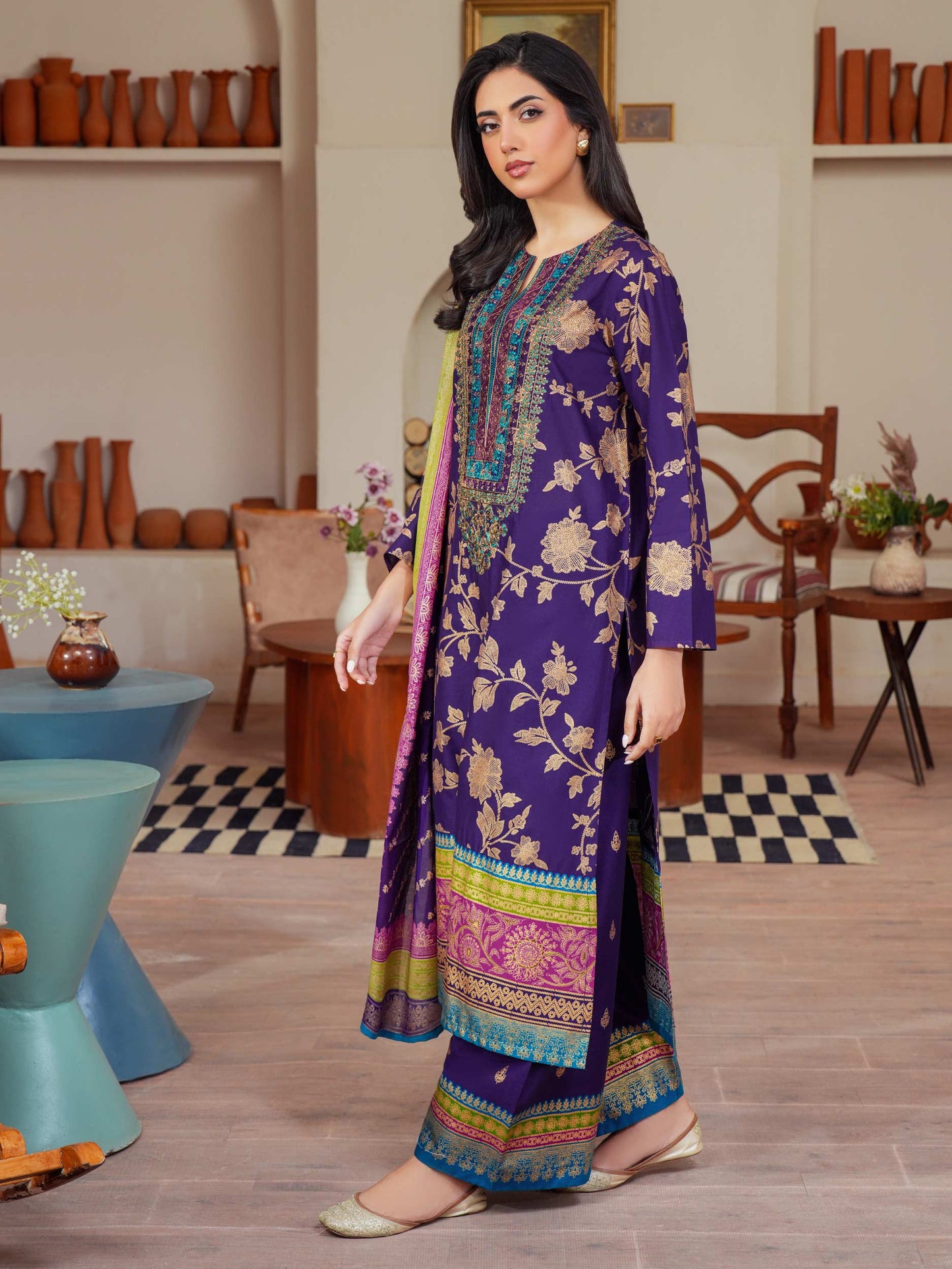 3 Piece Lawn Suit Embroidered (Unstitched)