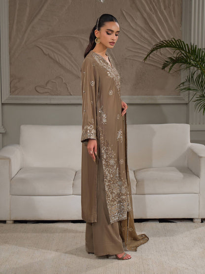 3 Piece Velvet Suit-Embroidered (Unstitched)