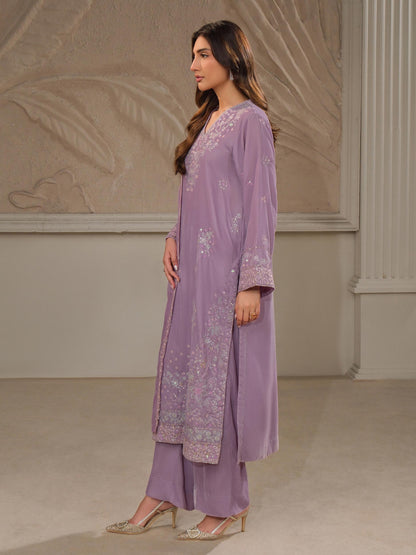 3 Piece Velvet Suit-Embroidered (Unstitched)