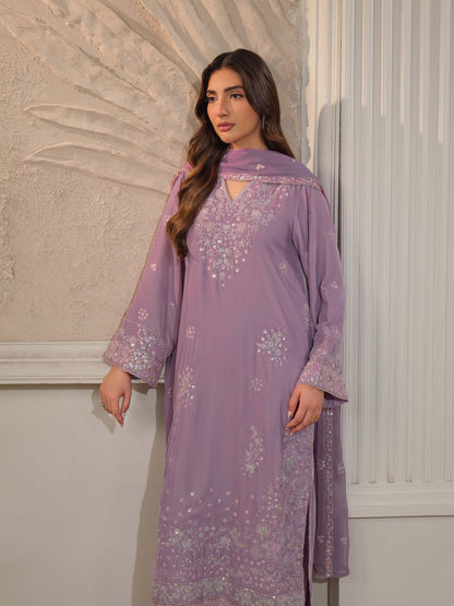 3 Piece Velvet Suit-Embroidered (Unstitched)