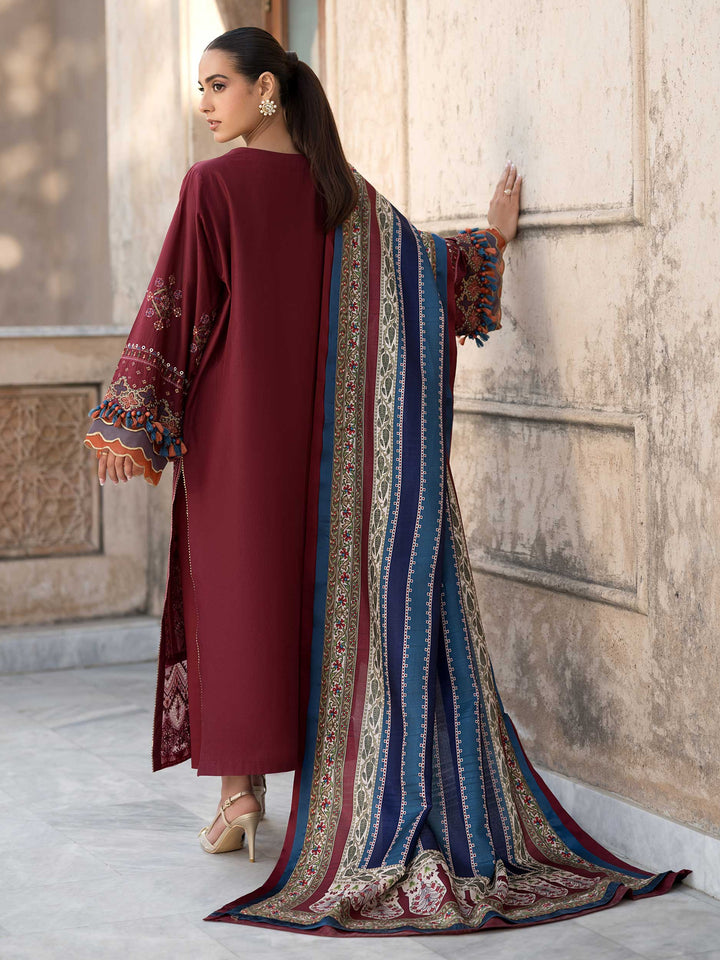Ladies Unstitched Embroidered Lawn Suit by Marjjan main image 1