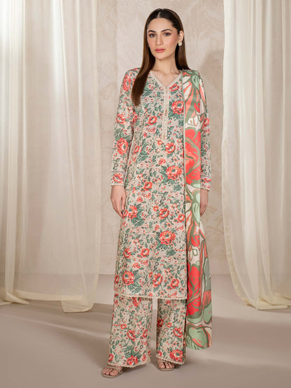 3 Piece Khaddar Suit-Printed (Unstitched)