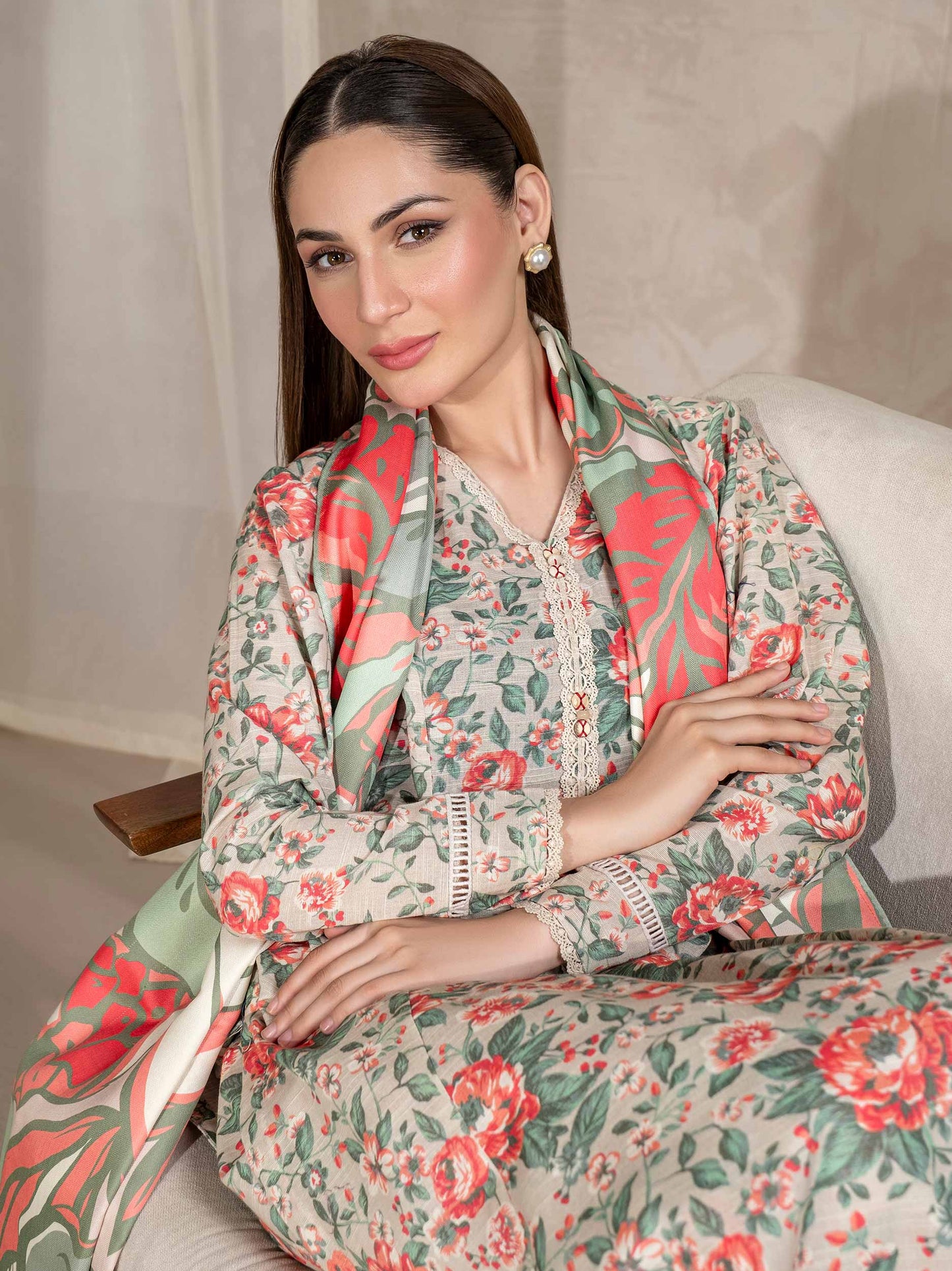 3 Piece Khaddar Suit-Printed (Unstitched)