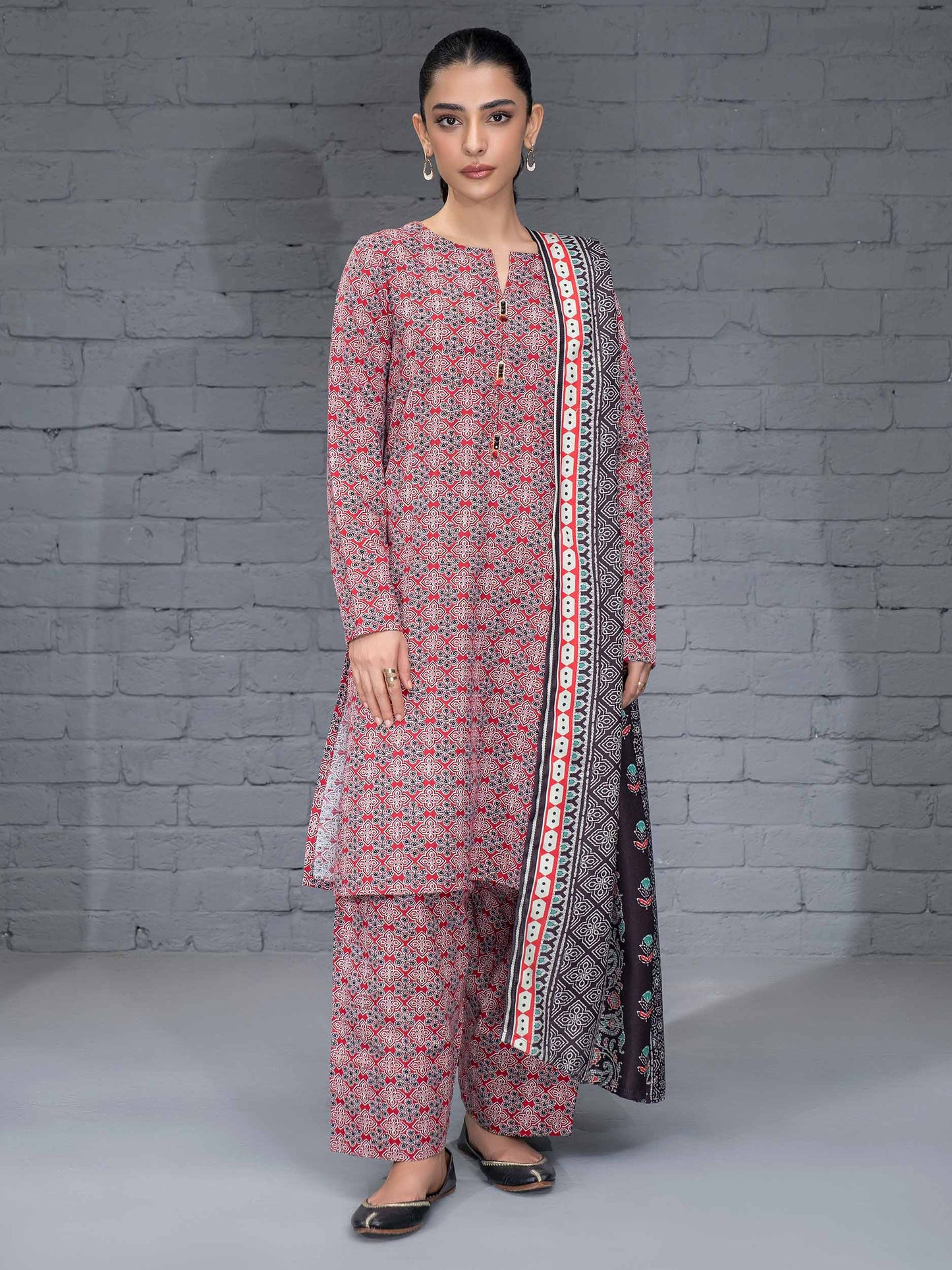 3 Piece Khaddar Suit-Printed (Unstitched)