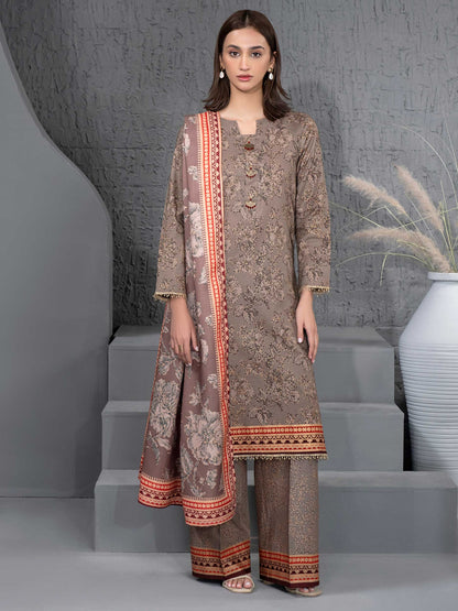3 Piece Khaddar Suit-Paste Print (Unstitched)