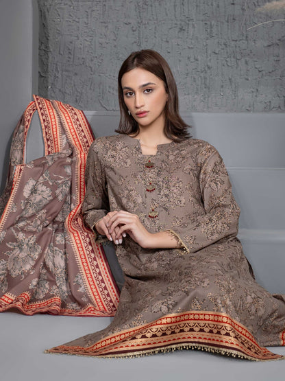 3 Piece Khaddar Suit-Paste Print (Unstitched)
