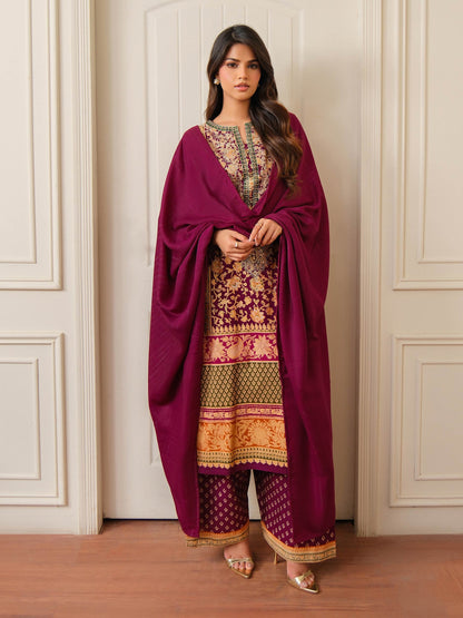3 Piece Khaddar Suit-Embroidered (Unstitched)