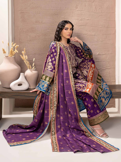 3 Piece Khaddar Suit-Paste Print (Unstitched)