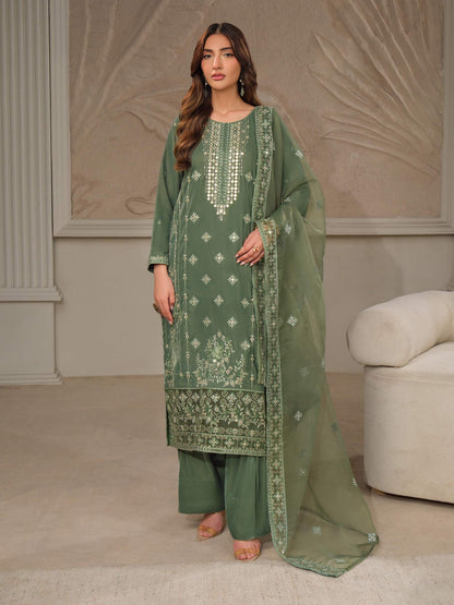 3 Piece Velvet Suit-Embroidered (Unstitched)