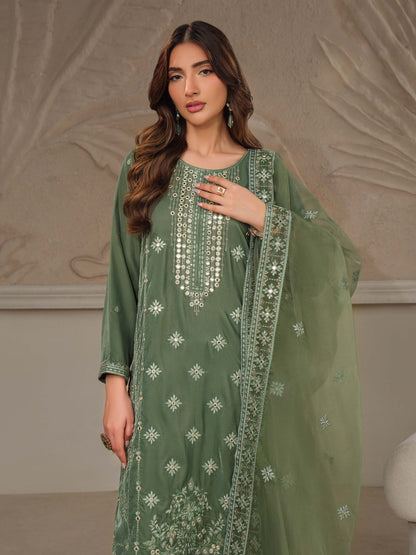 3 Piece Velvet Suit-Embroidered (Unstitched)