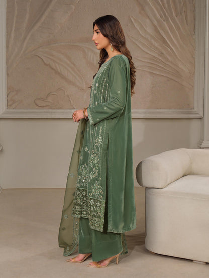 3 Piece Velvet Suit-Embroidered (Unstitched)