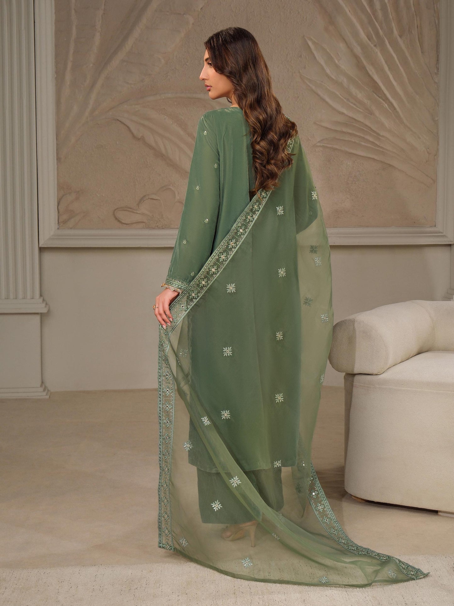 3 Piece Velvet Suit-Embroidered (Unstitched)