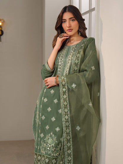 3 Piece Velvet Suit-Embroidered (Unstitched)