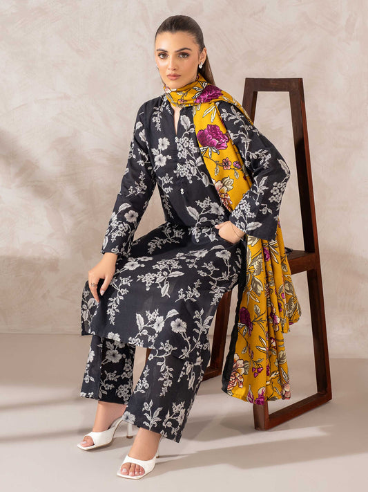 Zellbury | Unstitched 2 Piece Khaddar | Embroidered Shirt Dupatta - 0171