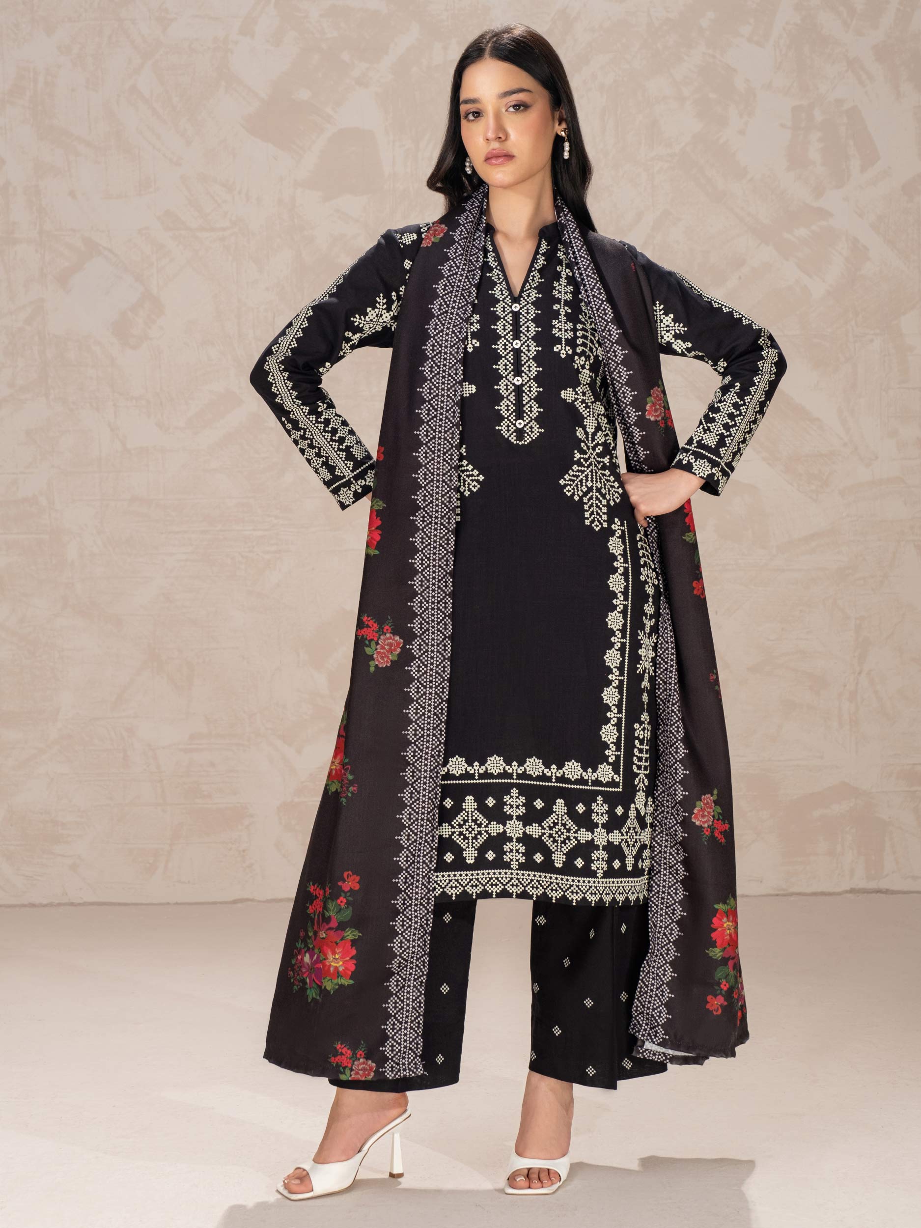 3-Pc Khaddar Suit Printed