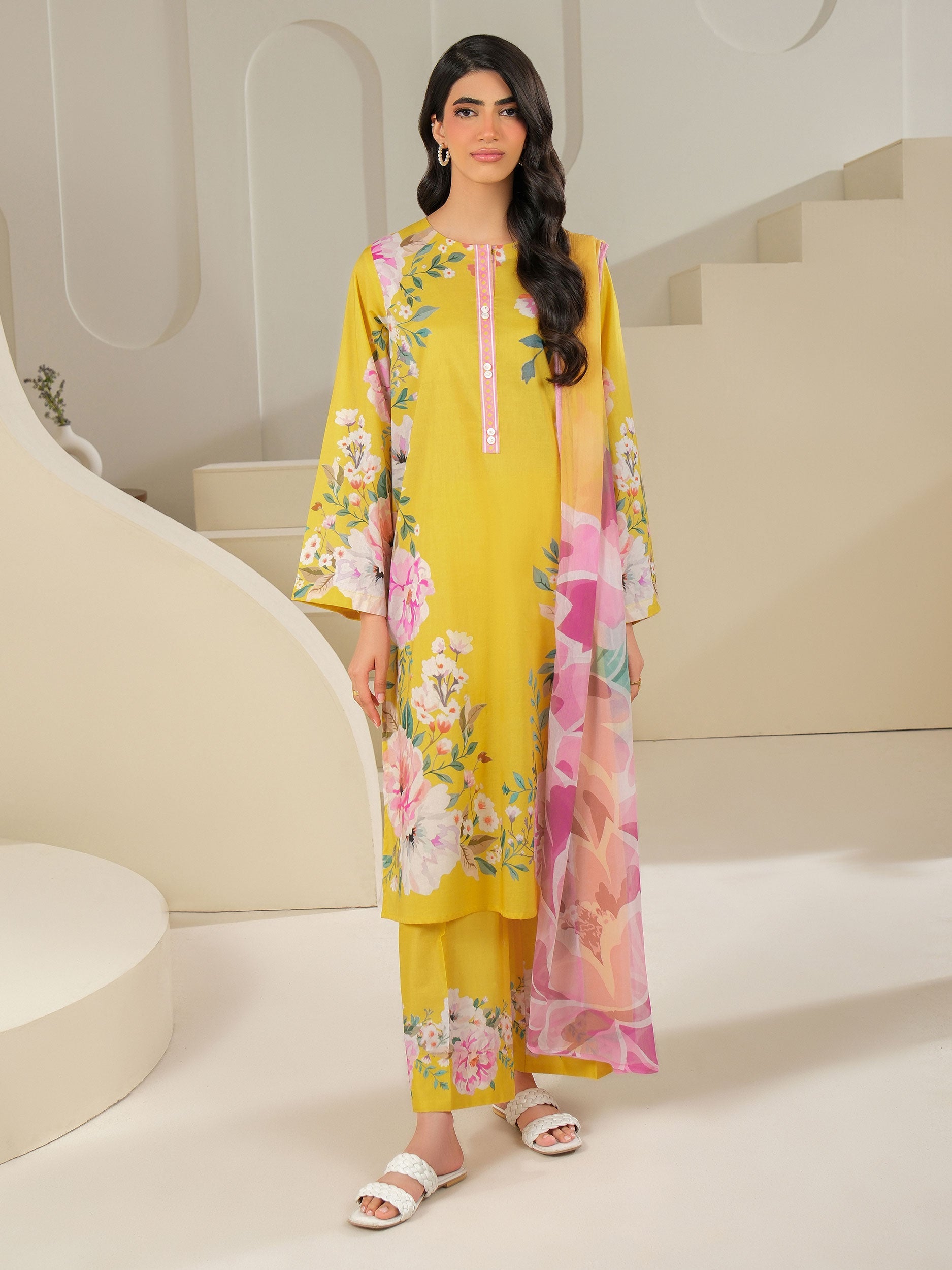 3-Pc Cambric Suit Printed