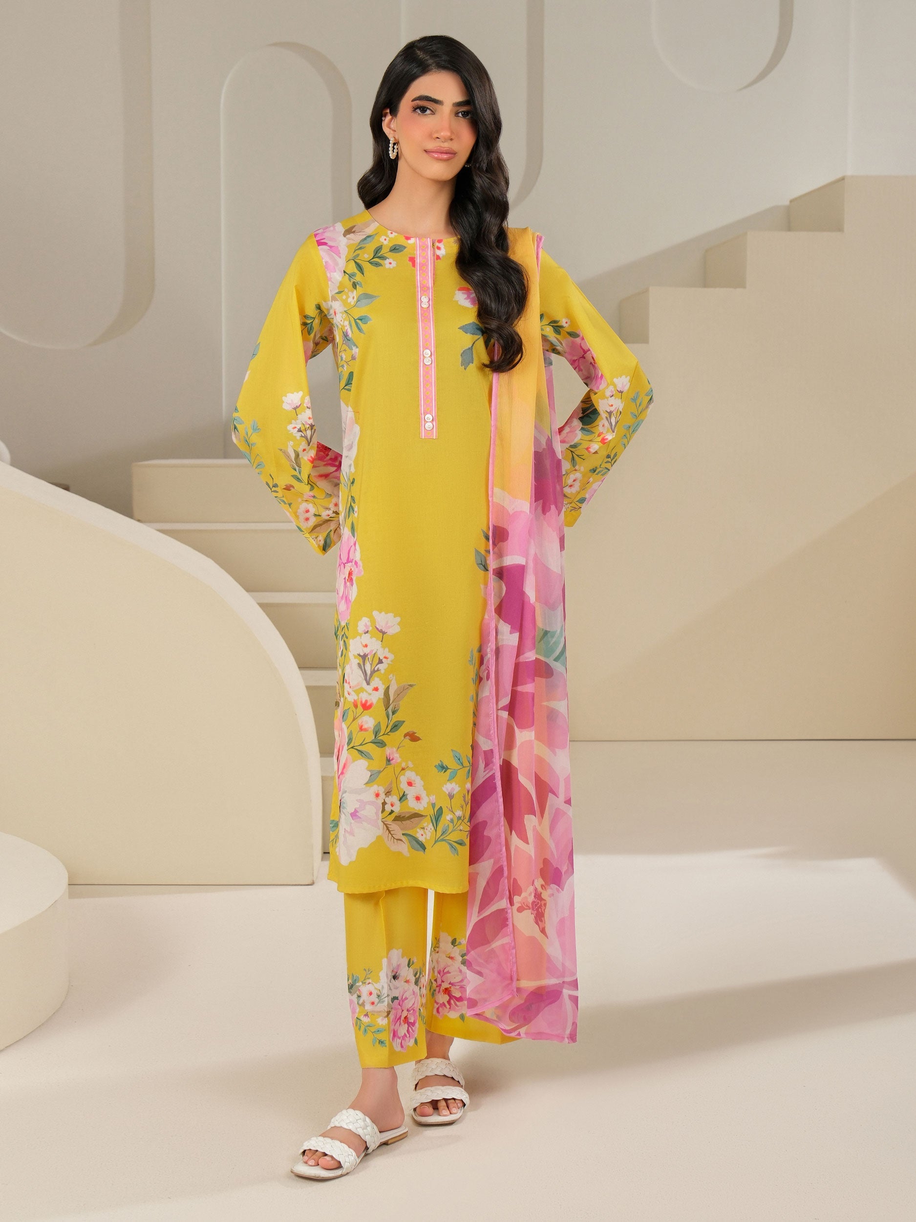 3-Pc Cambric Suit Printed