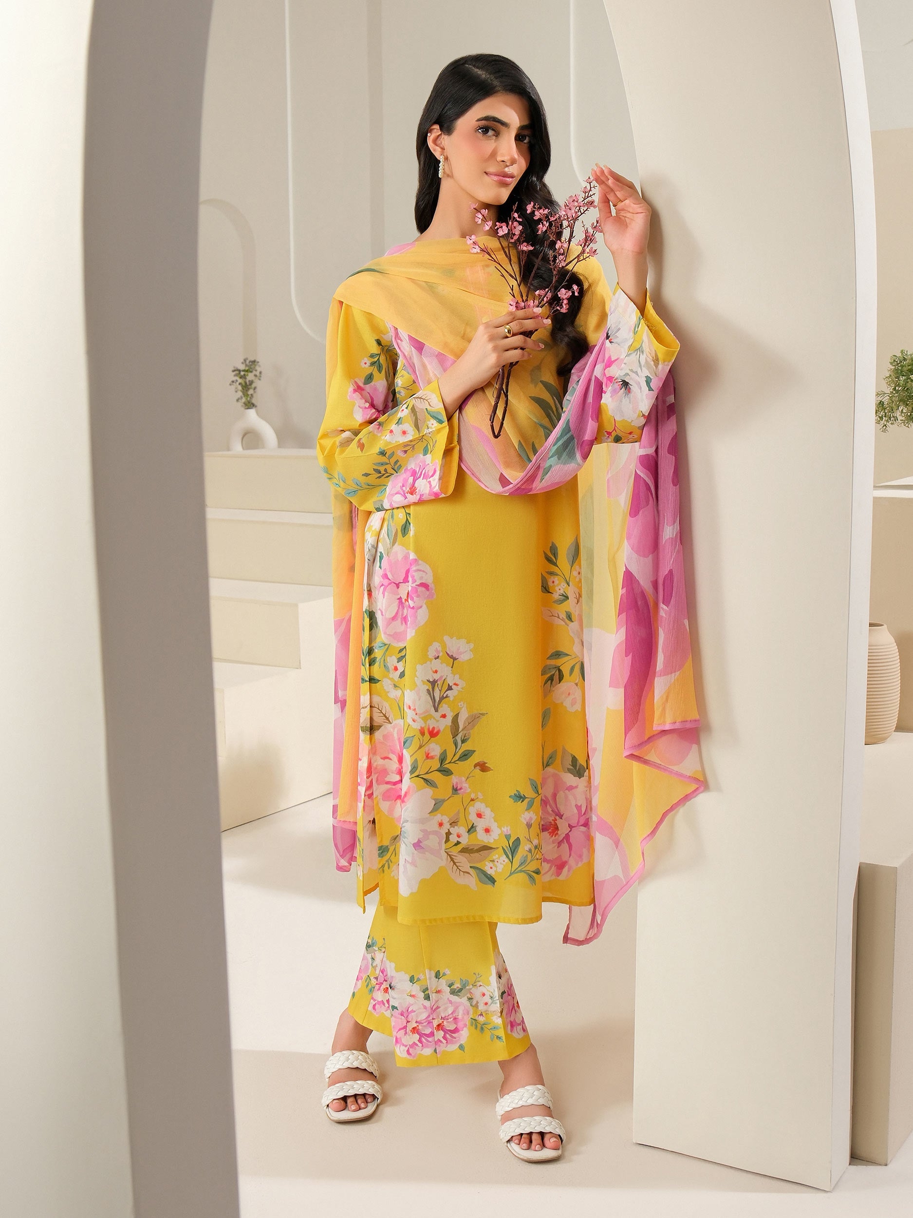 3-Pc Cambric Suit Printed