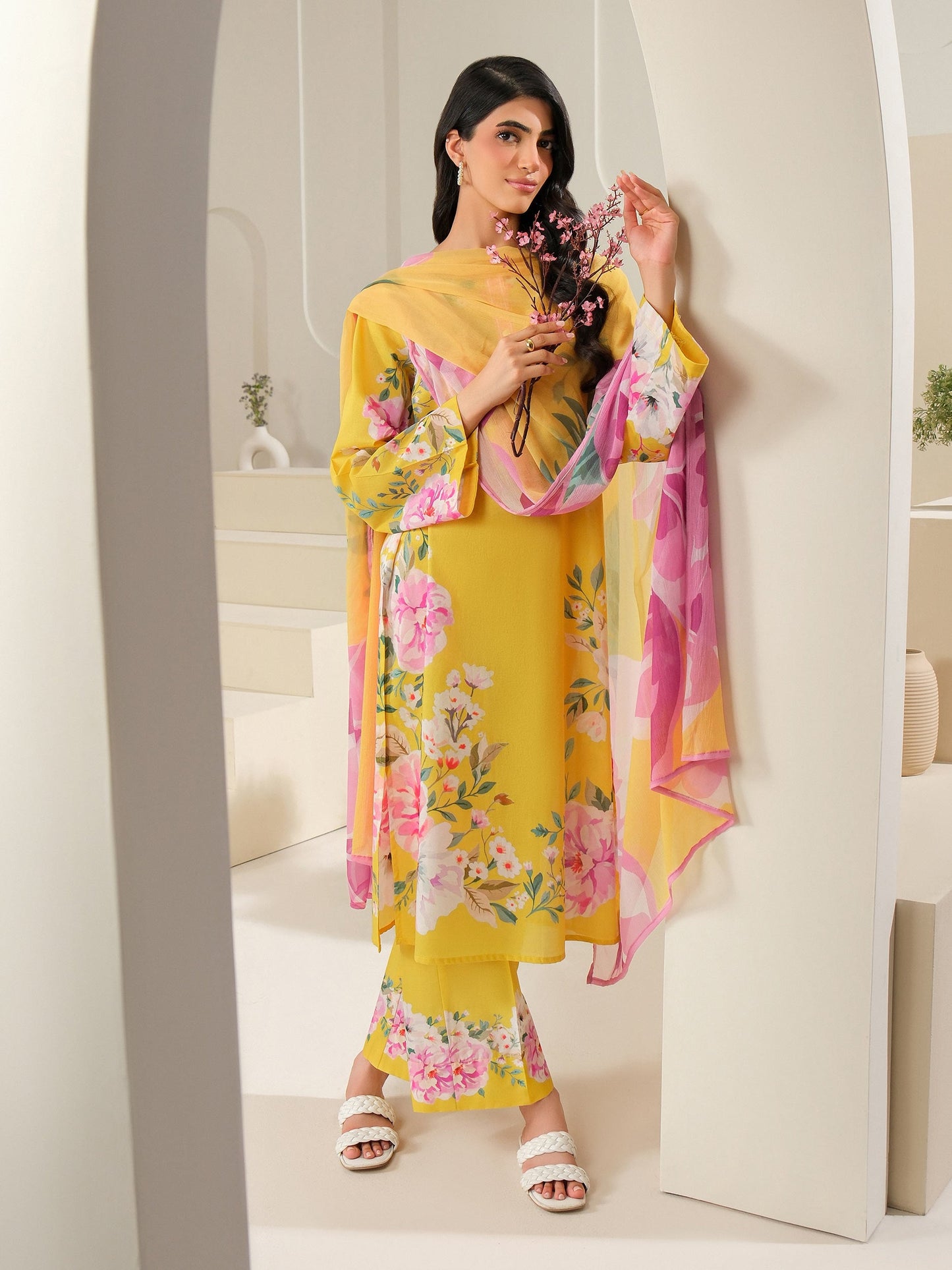 3 Piece Cambric Suit-Printed (Unstitched)