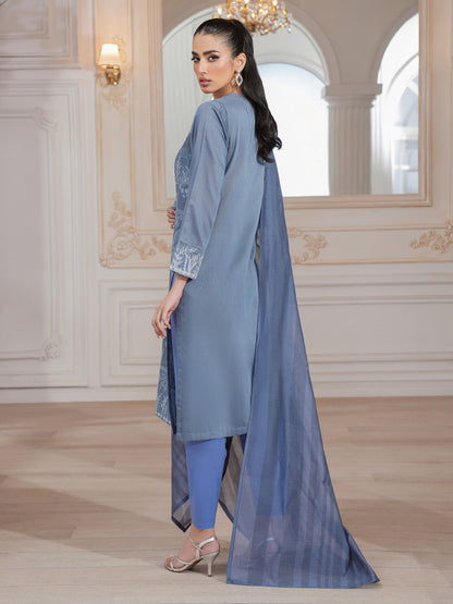3 Piece Raw Silk Suit-Embroidered (Unstitched)