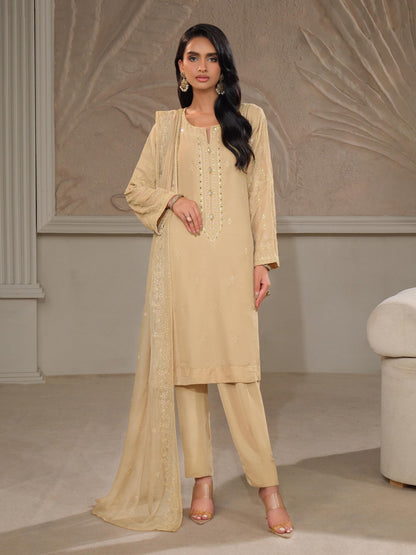 3 Piece Velvet Suit-Embroidered (Unstitched)