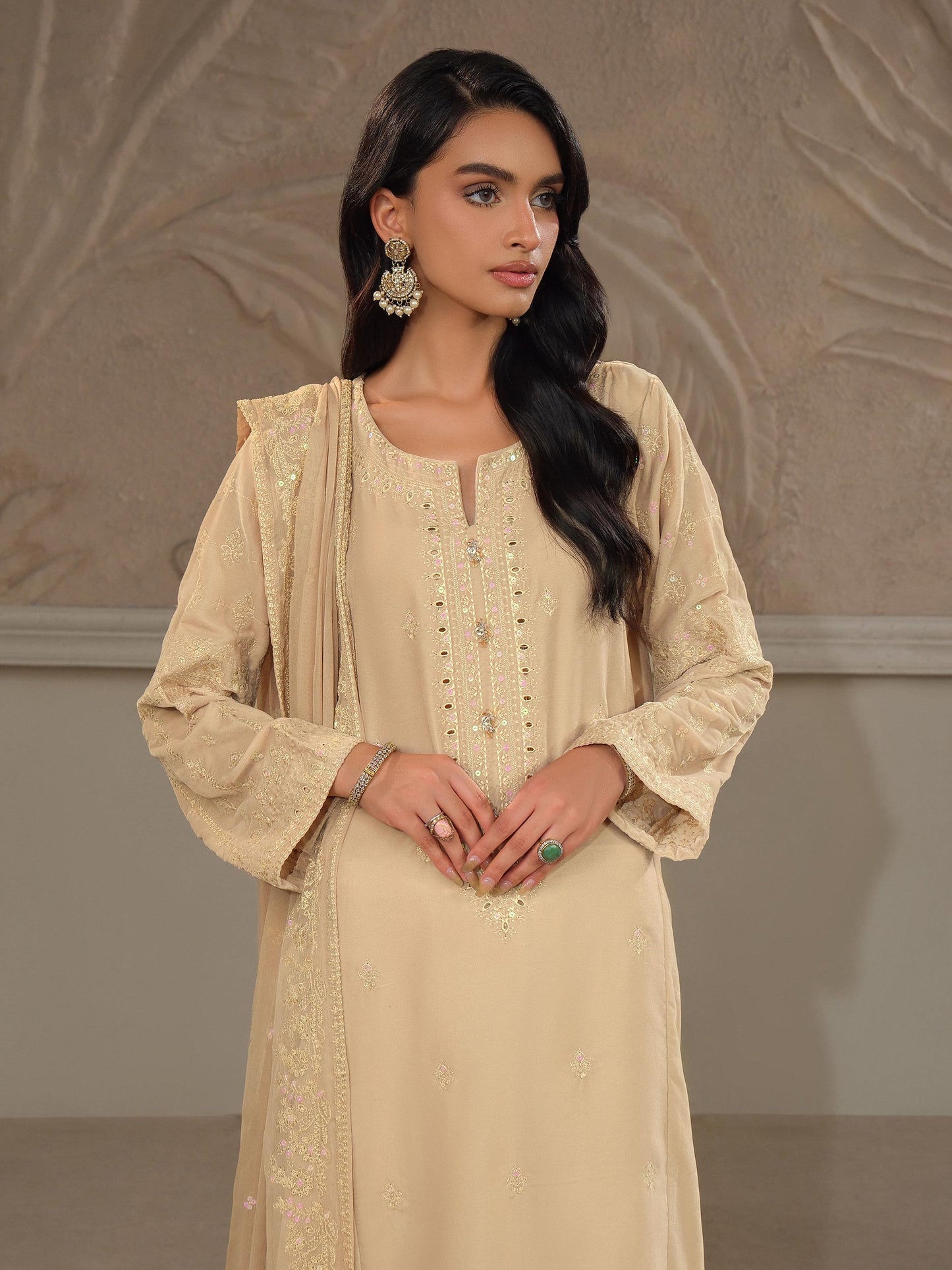 3 Piece Velvet Suit-Embroidered (Unstitched)