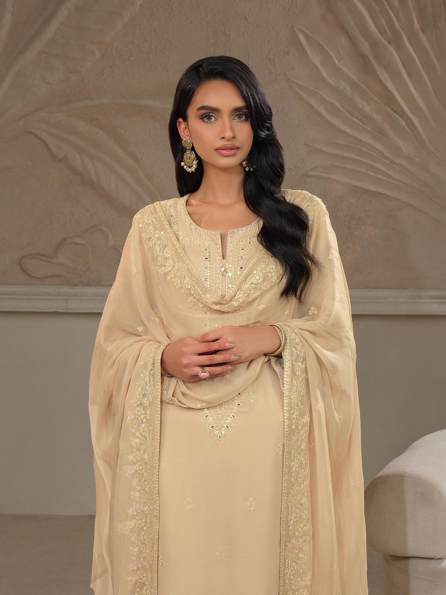 3 Piece Velvet Suit-Embroidered (Unstitched)