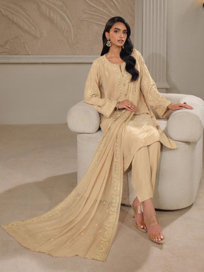 3 Piece Velvet Suit-Embroidered (Unstitched)