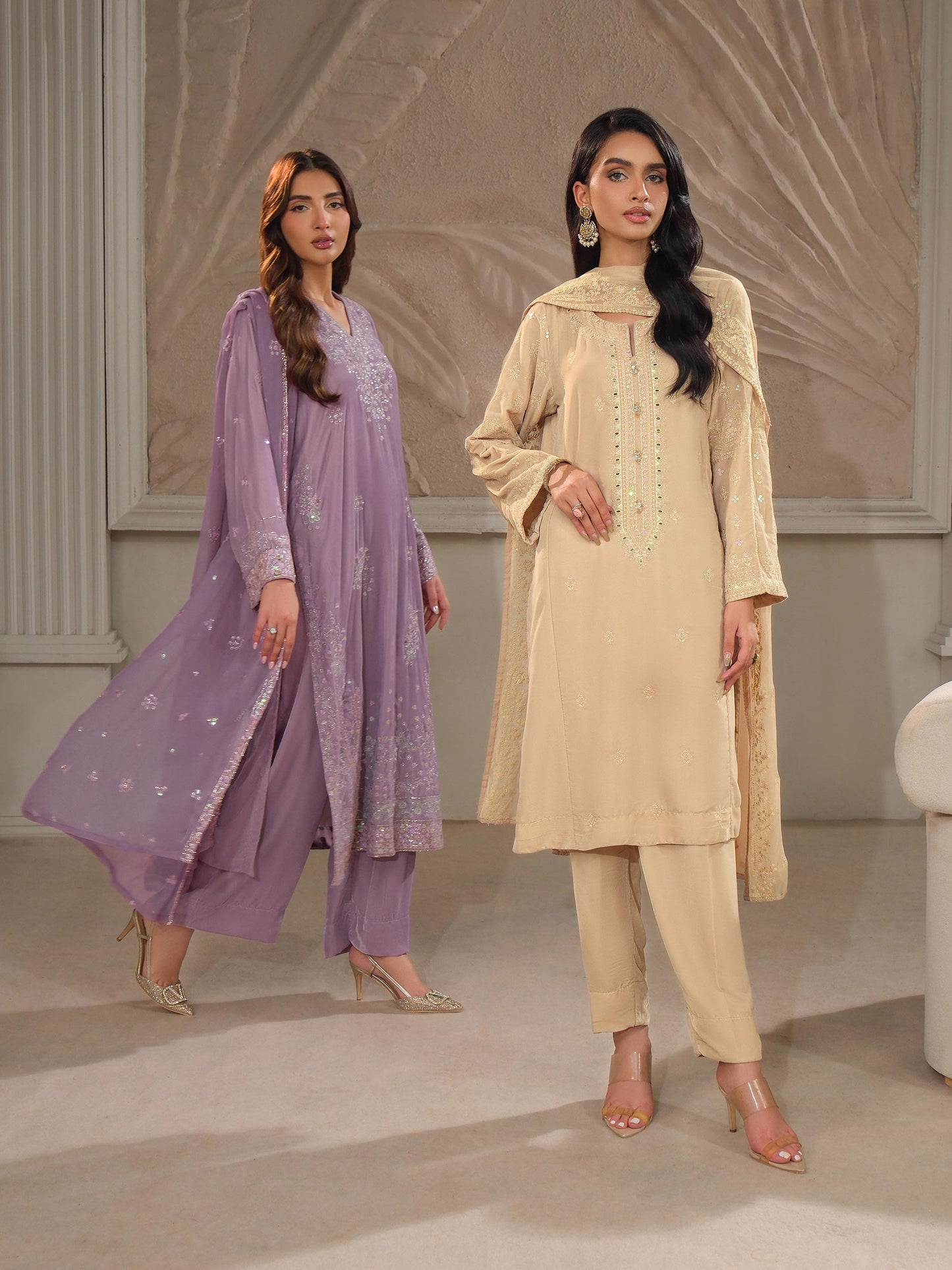 3 Piece Velvet Suit-Embroidered (Unstitched)