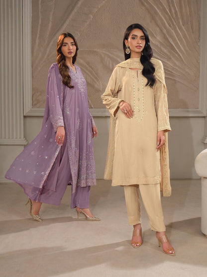 3 Piece Velvet Suit-Embroidered (Unstitched)