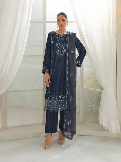 3 Piece Velvet Suit-Embroidered (Unstitched)