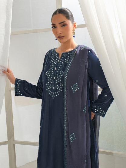 3 Piece Velvet Suit-Embroidered (Unstitched)