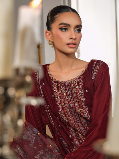 3 Piece Velvet Suit-Embroidered (Unstitched)