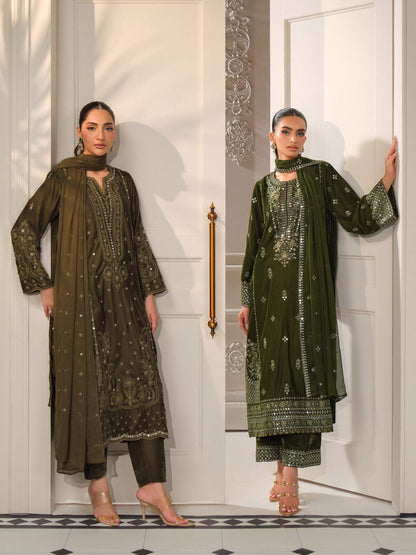 3 Piece Velvet Suit-Embroidered (Unstitched)