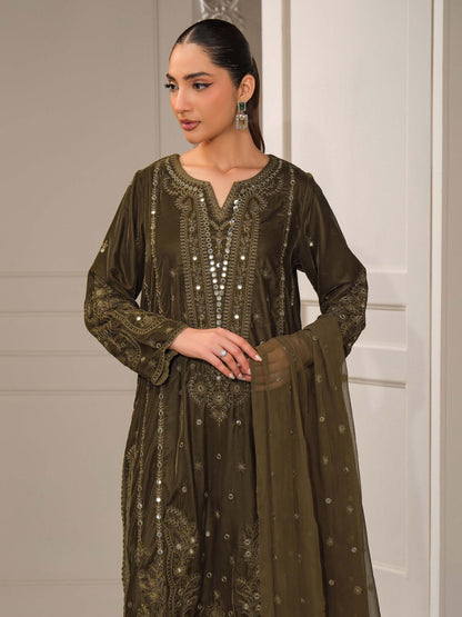 3 Piece Velvet Suit-Embroidered (Unstitched)