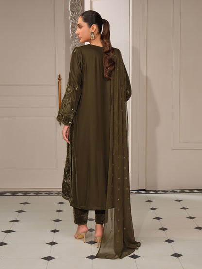 3 Piece Velvet Suit-Embroidered (Unstitched)