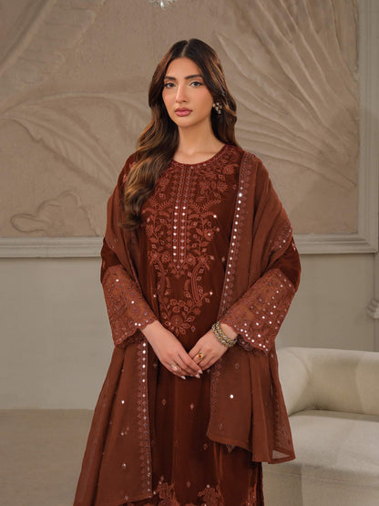 3 Piece Velvet Suit-Embroidered (Unstitched)