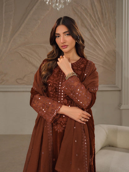 3 Piece Velvet Suit-Embroidered (Unstitched)