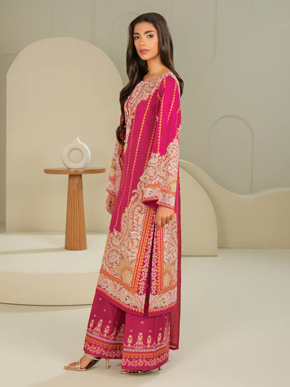 3 Piece Satin Suit-Printed (Unstitched)