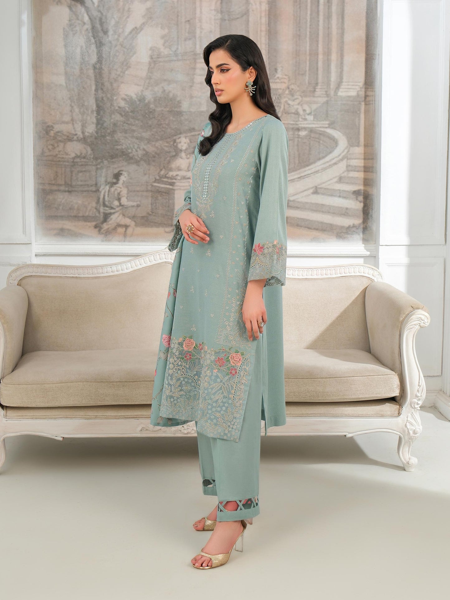 3 Piece Karandi Suit-Embroidered (Unstitched)