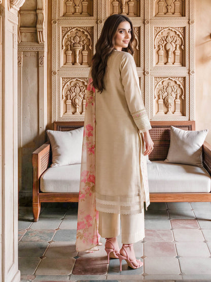 3 Piece Zari Karandi Suit- Embroidered (Unstitched)