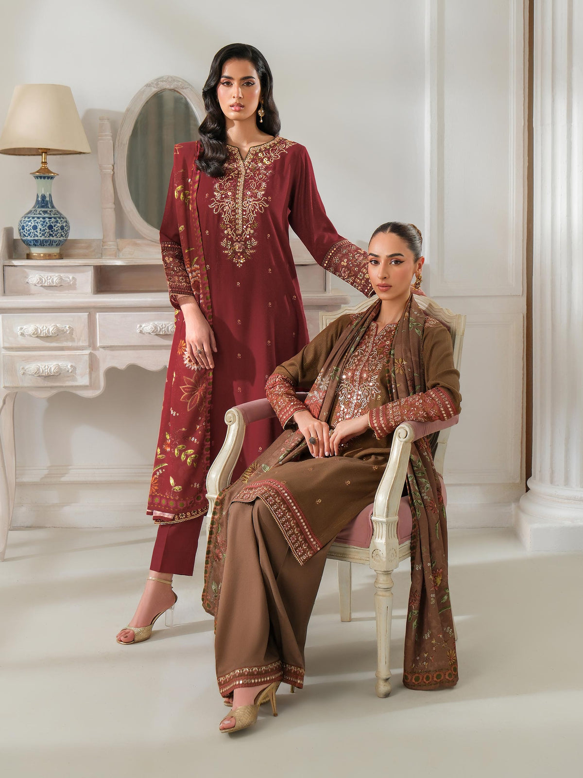 3 Piece Karandi Suit-Embroidered (Unstitched)
