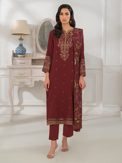 3 Piece Karandi Suit-Embroidered (Unstitched)