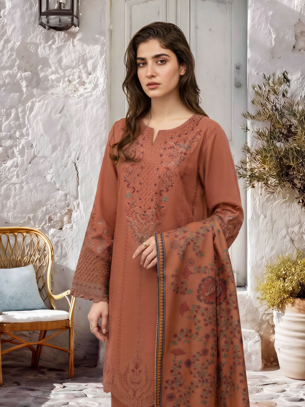 3 Piece Khaddar Suit-Embroidered (Unstitched)